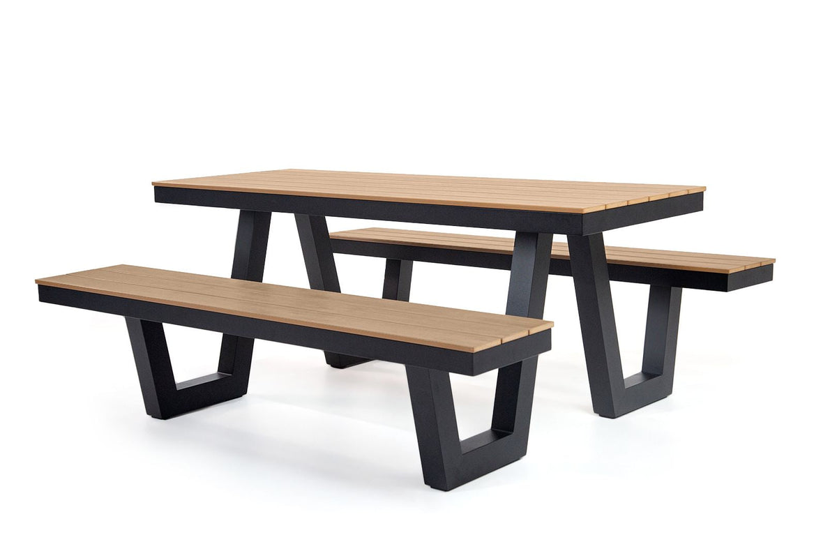 Rapidline Ridge Outdoor Picnic Table 2200 x 1900mm European Oak / Black