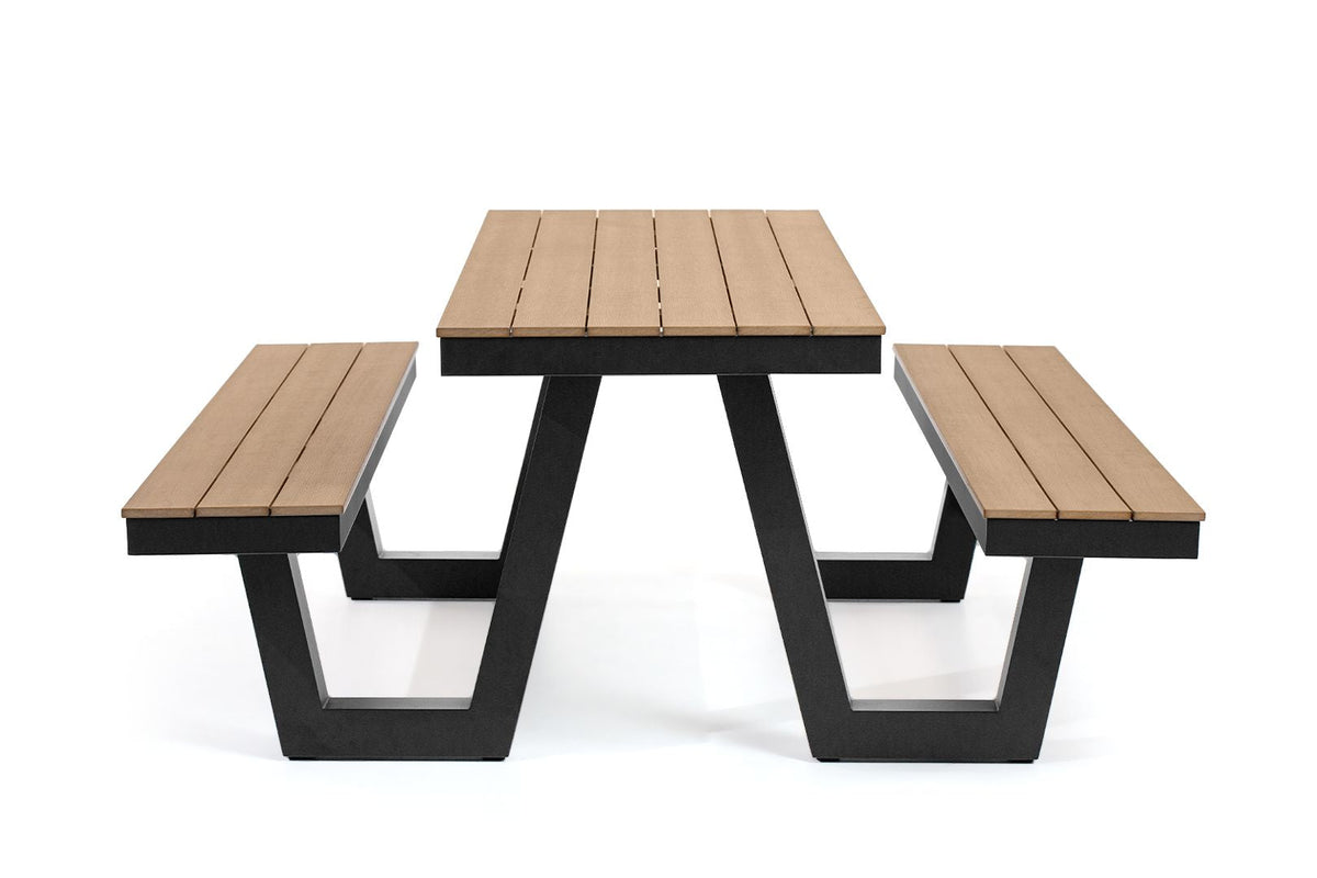 Rapidline Ridge Outdoor Picnic Table 1800 x 1660mm European Oak / Black