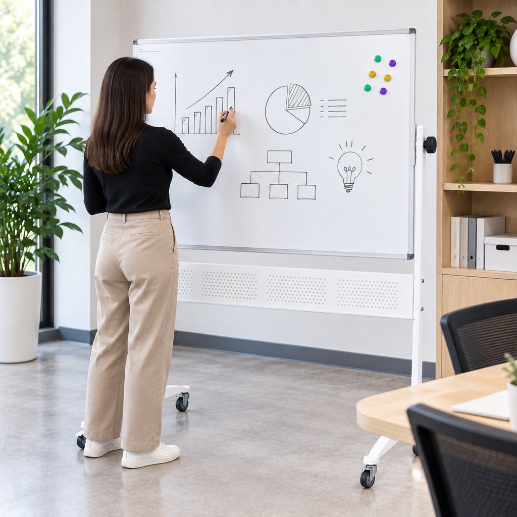 Rapidline Standard Mobile Magnetic Whiteboard 1200 x 900mm Aluminium Frame
