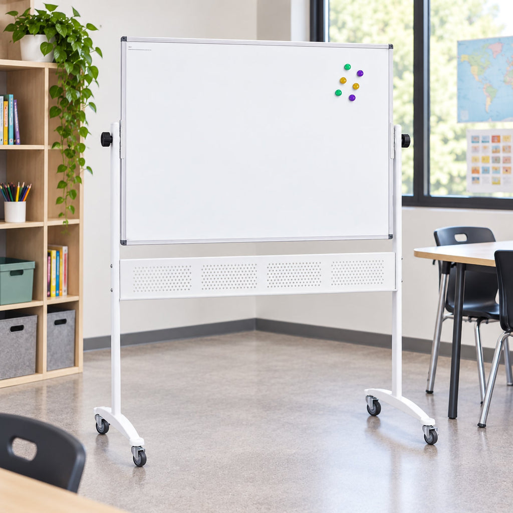 Rapidline Standard Mobile Magnetic Whiteboard 1200 x 900mm Aluminium Frame