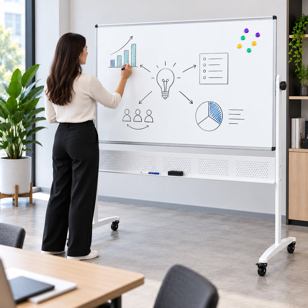 Rapidline Standard Mobile Magnetic Whiteboard 1500 x 900mm Aluminium Frame