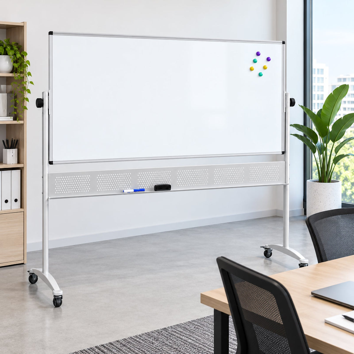Rapidline Standard Mobile Magnetic Whiteboard 1800 x 900mm Aluminium Frame