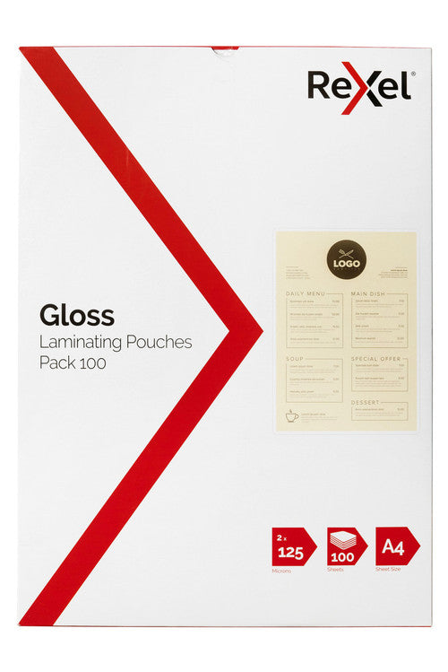 Rexel A4 Laminating Pouches 2x125 Micron Gloss Pack of 100