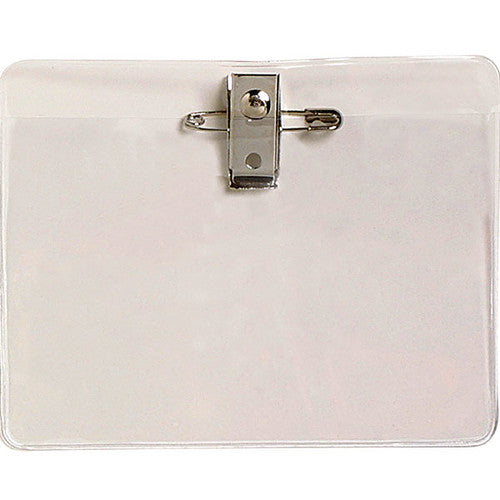 Rexel Card Holder Large 113 x 84mm with Pin and Clip Clear Pack of 10