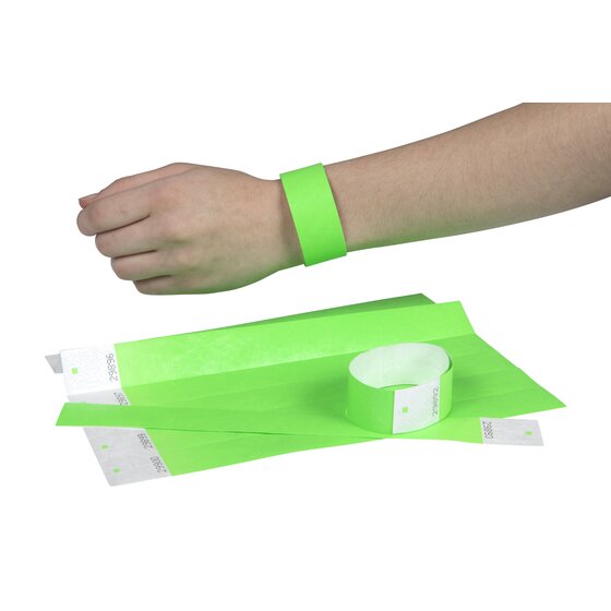 Rexel Serial Number Wristband Fluoro Green Pack of 100
