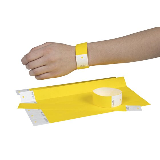 Rexel Serial Number Wristband Fluoro Yellow Pack of 100