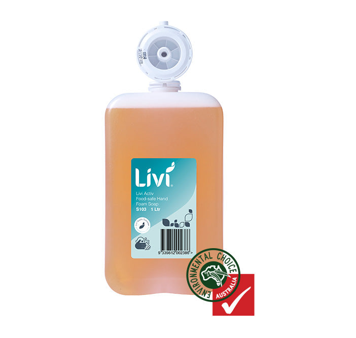 Livi S103 Activ Food Safe Hand Foam Soap 1000ml Carton 6