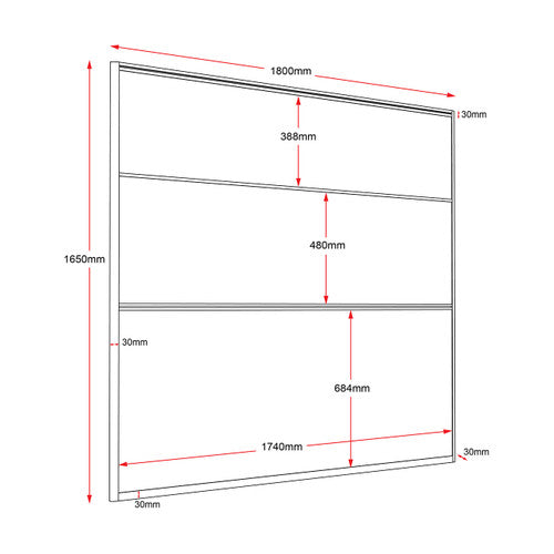 Rapidline Rapid Span Screen 1800 x 30 x 1650mm Grey Upholstery