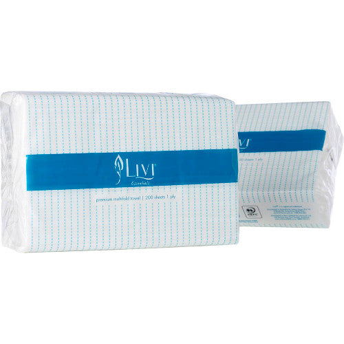 Livi 1402 Essentials Multifold Towel 1 Ply 200 Sheets Carton 20