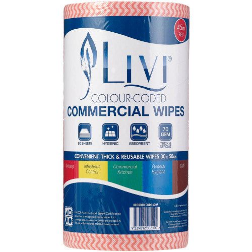 Livi 6007 Essentials Commercial Wipes Red Carton 4 Rolls