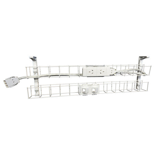 Rapidline Dual Tier Cable Basket Kit 1250mm 2 GPO 2 Data 2m Interconnecting Lead Black