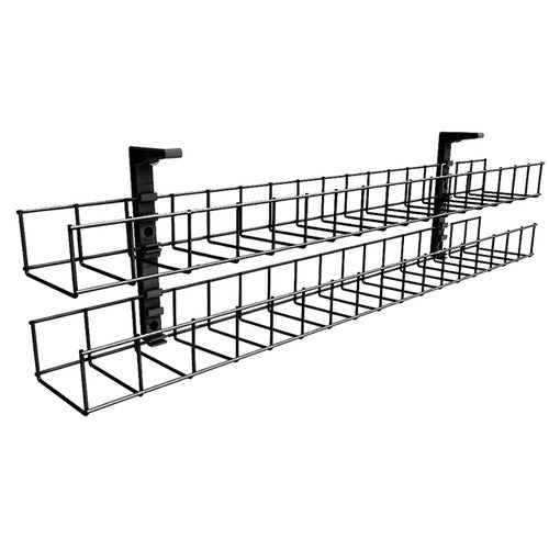Rapidline Dual Tier Cable Basket Kit 650mm 4 GPO 3 Data 1.5m Interconnecting Lead Black