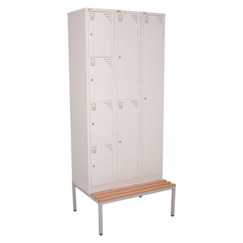 Rapidline Seat and Stand for Go 3 Lockers 305mm Light Oak / Silver Grey