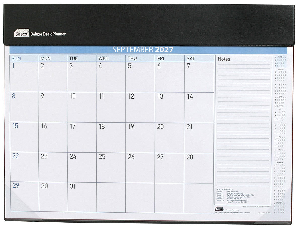 Sasco 2027 Deluxe Desk Planner 518 x 387mm