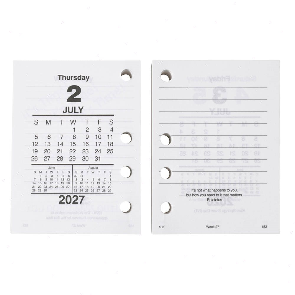Sasco 2027 Desk Calendar Refill Side Opening 102 x 76mm