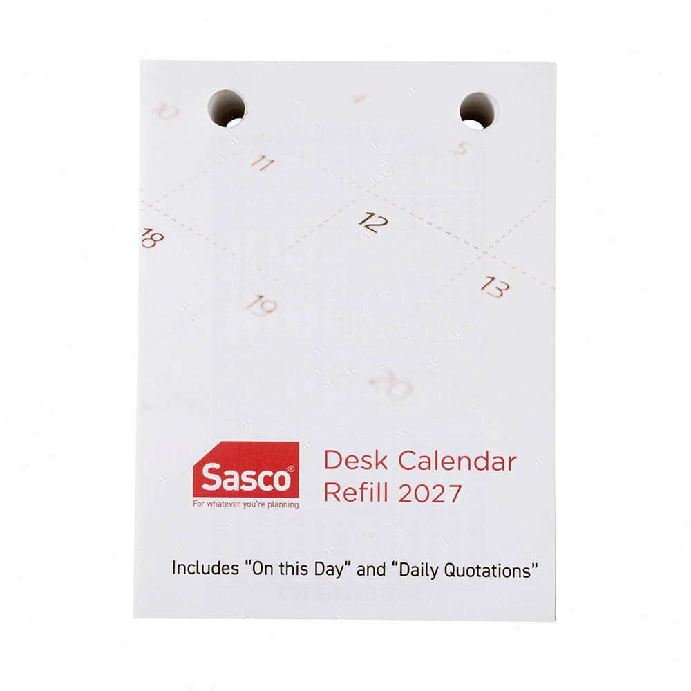 Sasco 2027 Desk Calendar Refill Top Opening 102 x 75mm