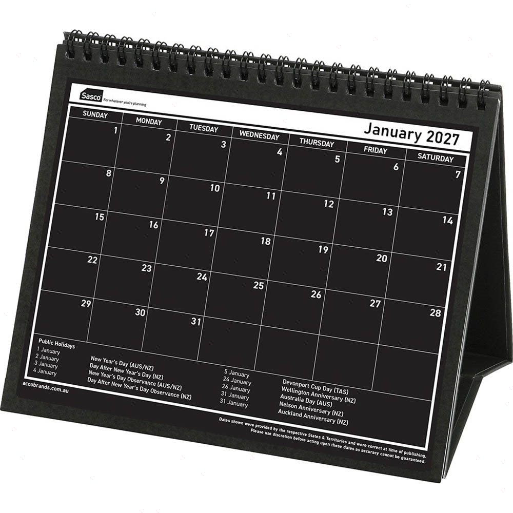 Sasco 2027 Tri-Fold Desk Calendar 210 x 180mm