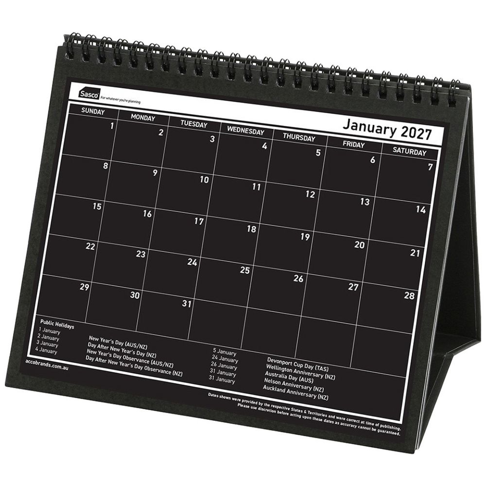 Sasco 2027 Tri-Fold Desk Calendar 210 x 180mm