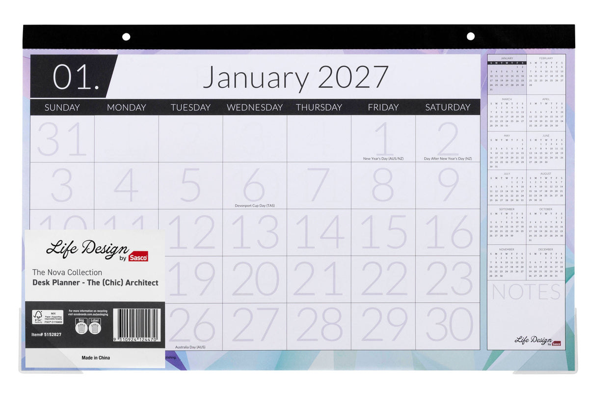 Sasco Life Design Nova Desk Planner 2027 450 x 276mm
