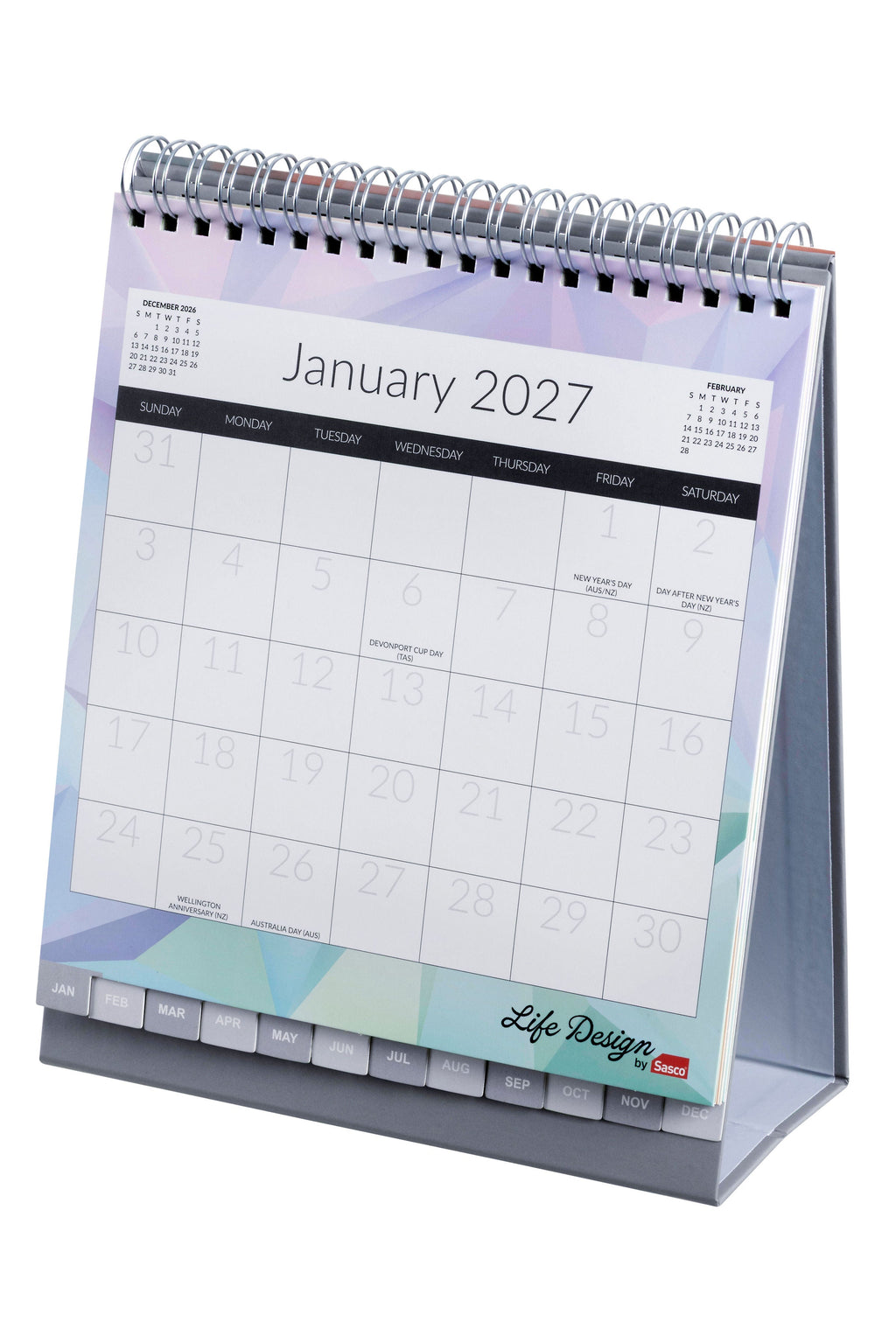 Sasco Life Design Nova Tri-Fold Desk Calendar 2027 175 x 210mm