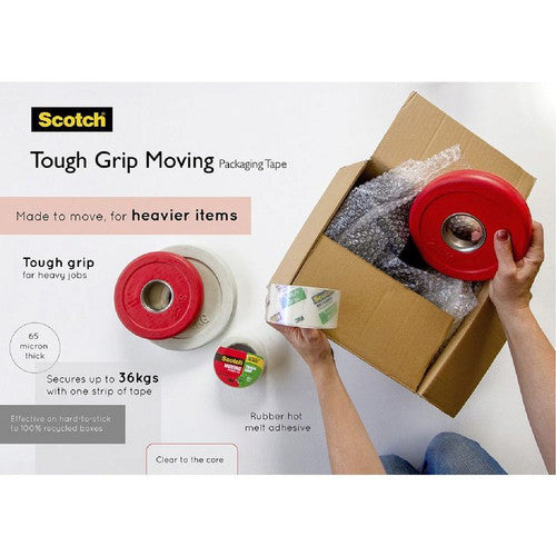 Scotch 3500-AU Tough Grip Moving Tape 48mm x 50m Clear Pack of 6