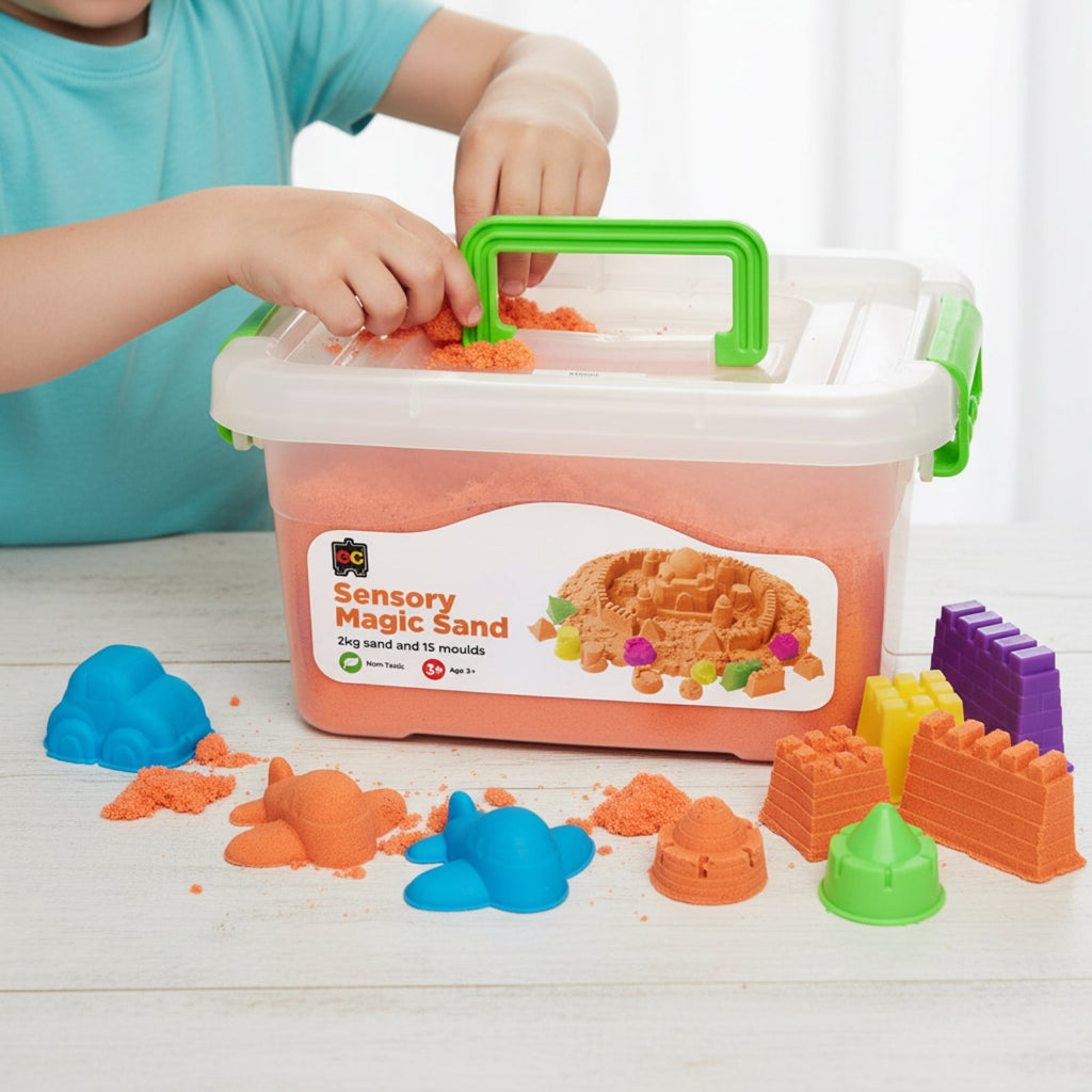 Sensory Magic Sand with Moulds 2kg Orange