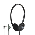 Shintaro SH-101 black lightweight on-ear headphones with adjustable headband, soft black ear covers, in-line volume control and angled 3.5mm plug
