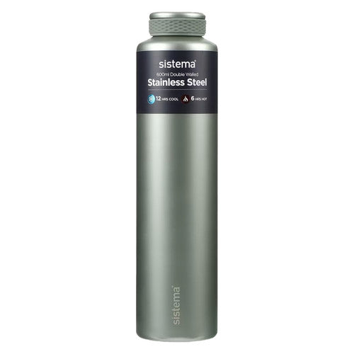 Sistema Stainless Steel Insulated Drink Bottle 600ml Assorted