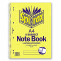 Spirax 5 Subject Spiral Notebook A4 Side Opening 250 Pages
