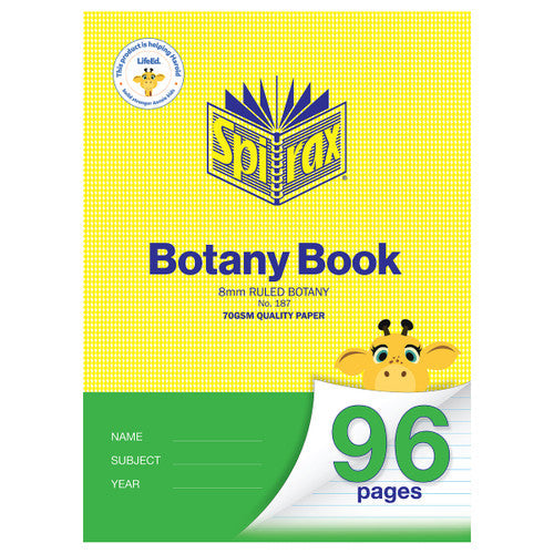 Spirax 187 Botany Book A4 96 Page 8mm