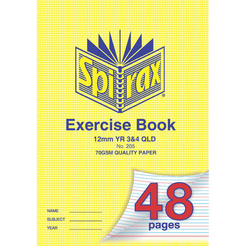 Spirax Exercise Book A4 12mm Ruled Year 3 and 4 QLD 48 Page