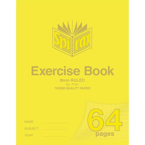 Spirax Exercise Book 225 x 175mm 8mm Ruled 64 Page