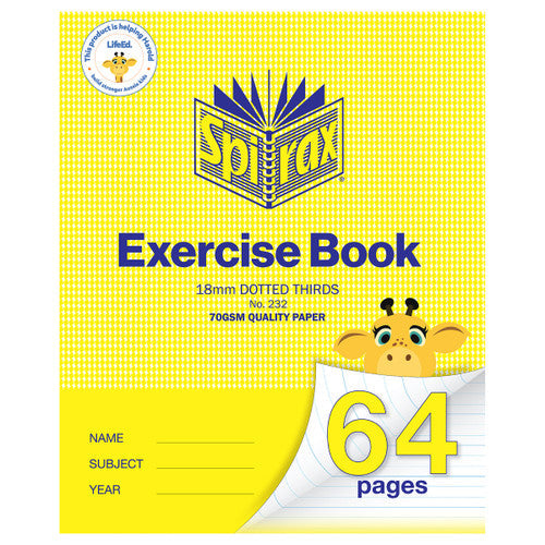 Spirax 232 Exercise Book 225 x 175mm 64 Page 18mm Dotted Thirds