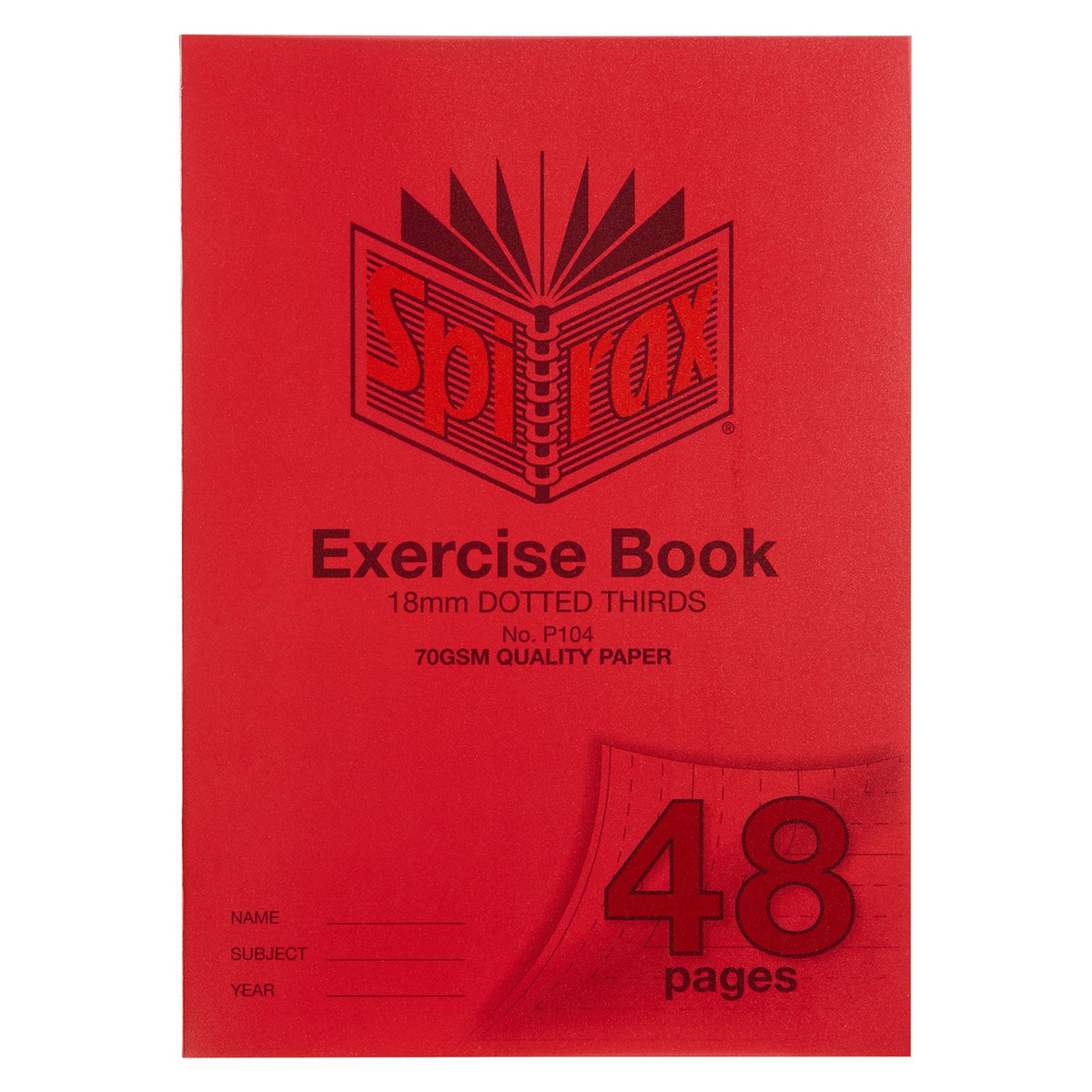 Spirax P104 Exercise Book A4 48 Page 18mm Dotted Thirds