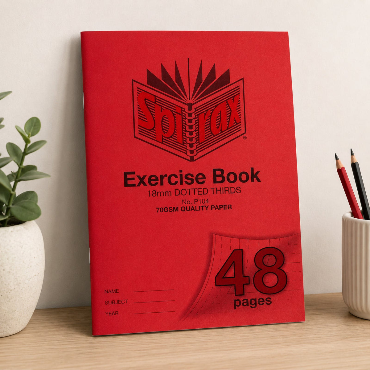 Spirax P104 Exercise Book A4 48 Page 18mm Dotted Thirds Pack 20