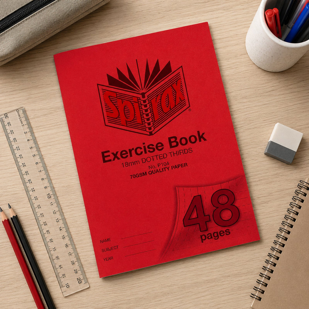 Spirax P104 Exercise Book A4 48 Page 18mm Dotted Thirds Pack 20