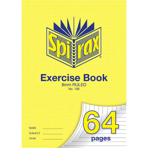 Spirax Exercise Book A4 64 Page 8mm Ruled Pack of 20