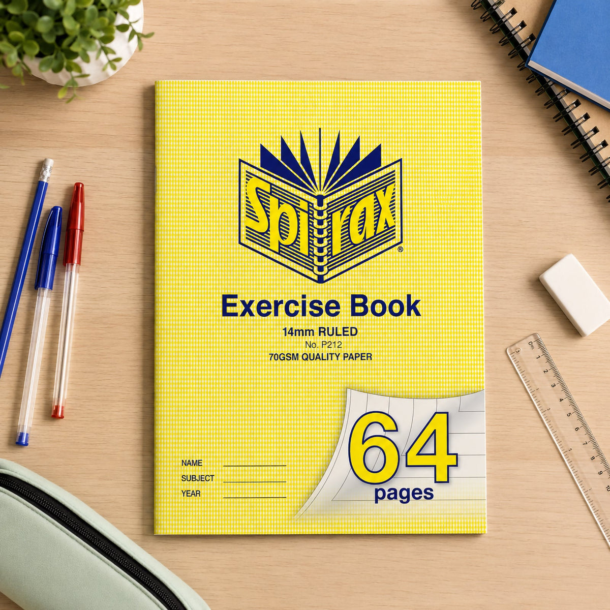 Spirax P212 Exercise Book A4 64 Page 14mm Pack 10