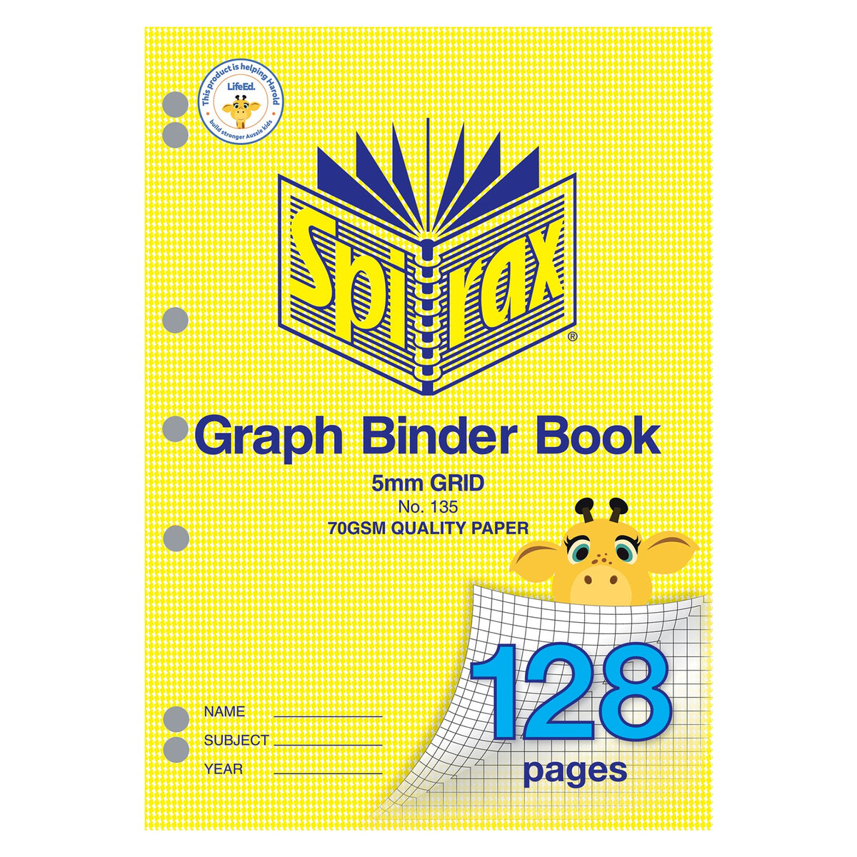 Spirax 135 Graph Binder Book A4 128 Page 5mm Pack 10