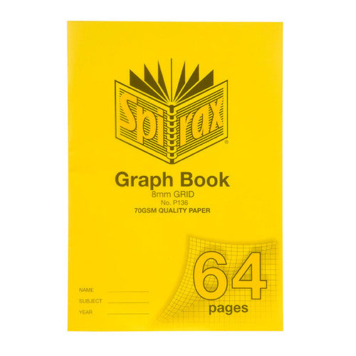 Spirax Graph Book A4 64 Pages 8mm Grid