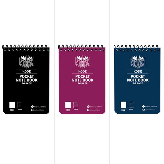 Spirax Kode Pocket Notebook 77 x 112mm 96 Page Box of 4