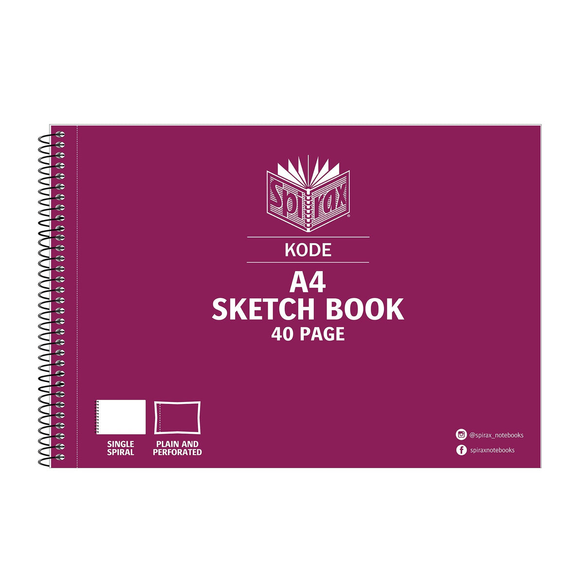 Spirax Kode Sketchbook A4 40 Page Blue Box of 10