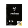 Spirax Kode A4 Lecture Book With Pocket 140 Page Black Box of 10