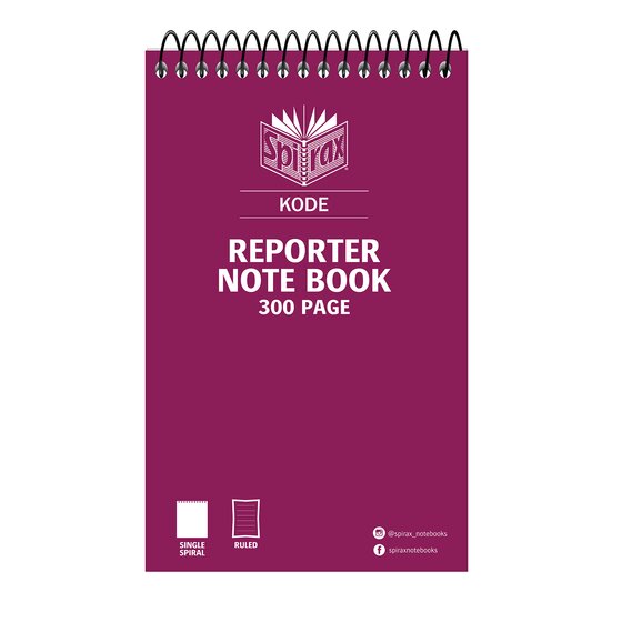 Spirax Kode Reporter Notebook 220x112mm 300 Page Box of 10