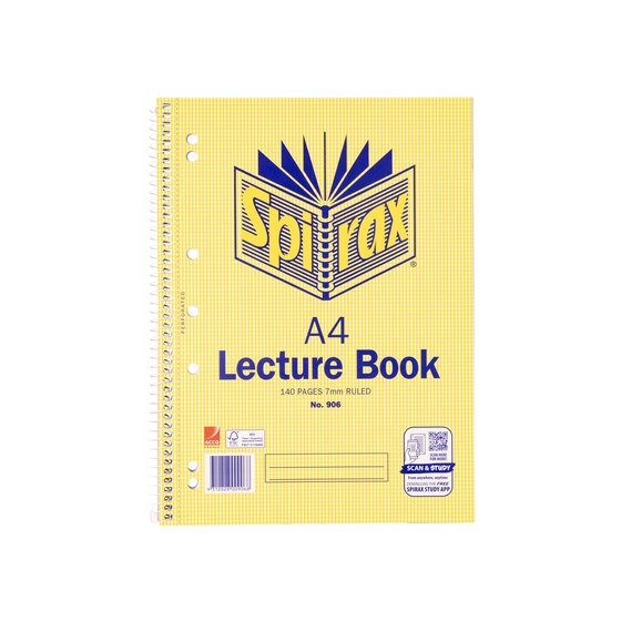 Spirax Spiral Lecture Book A4 Side Opening 140 Pages
