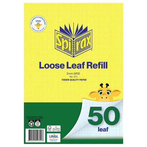 Spirax 271 Loose Leaf Refill A4 50 Leaf 2mm Graph Pack of 50