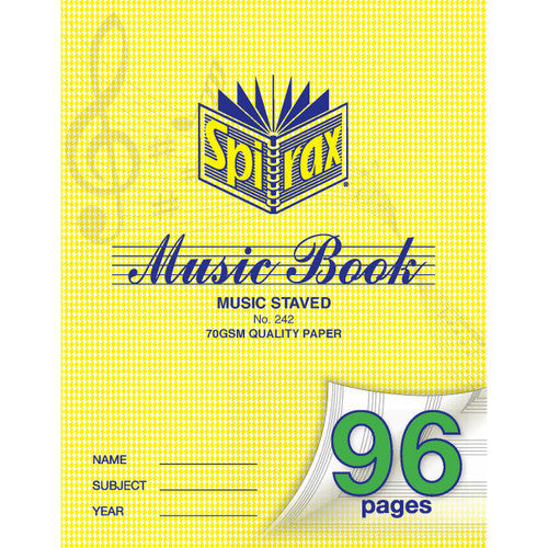 Spirax Music Staved Book 225x175mm 96 Page