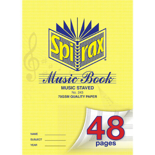 Spirax Music Staved Book A4 48 Pages