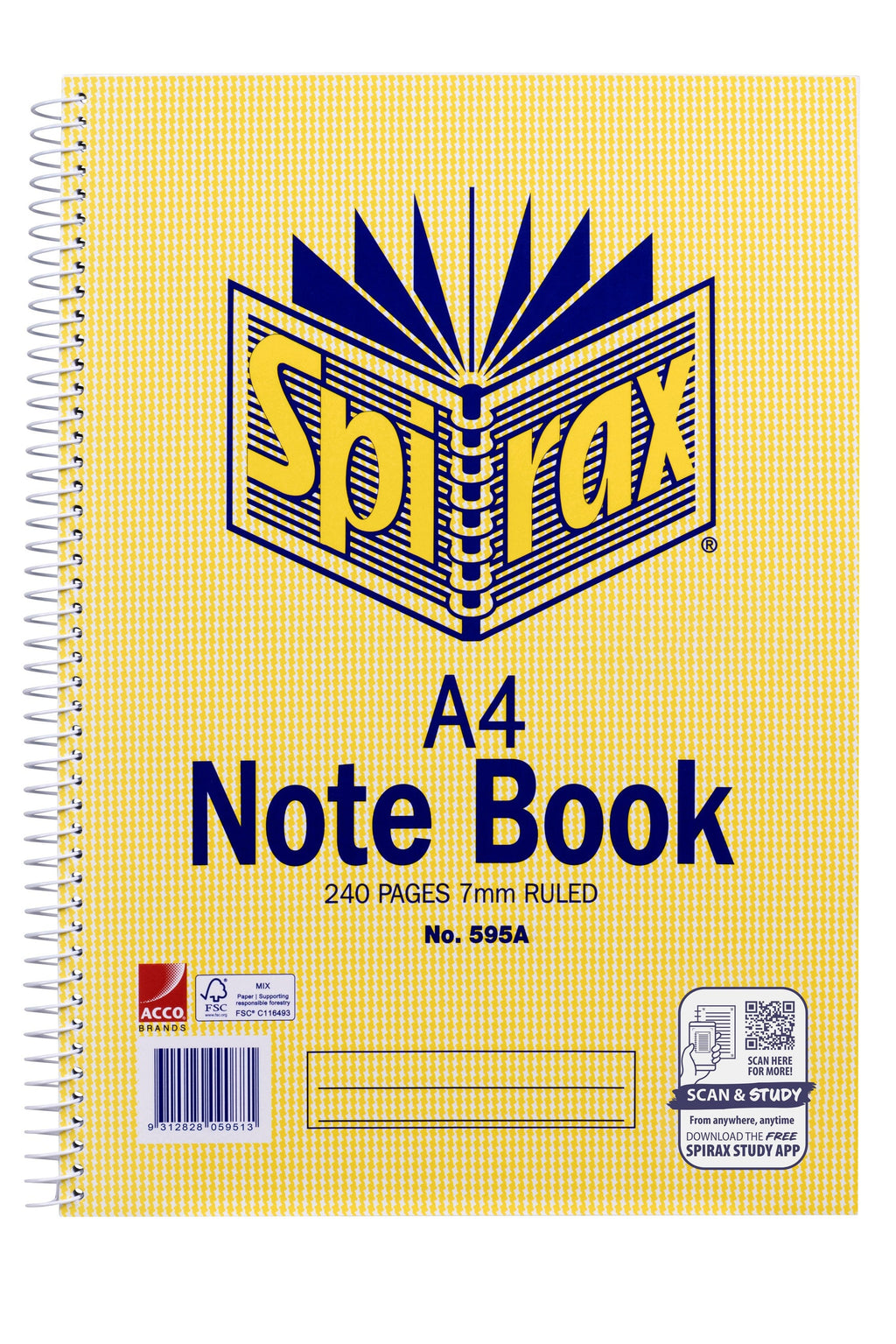 Spirax Spiral Notebook A4 Side Opening 240 Pages