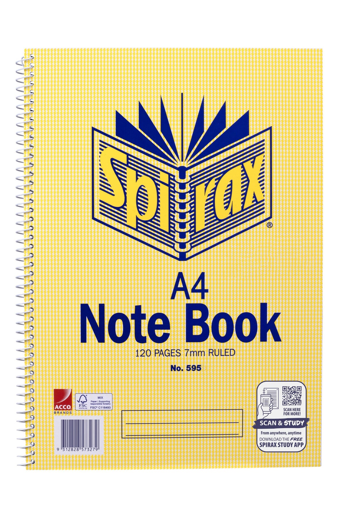 Spirax 595 Notebook A4 120 Page Side Opening SRT Pack of 10